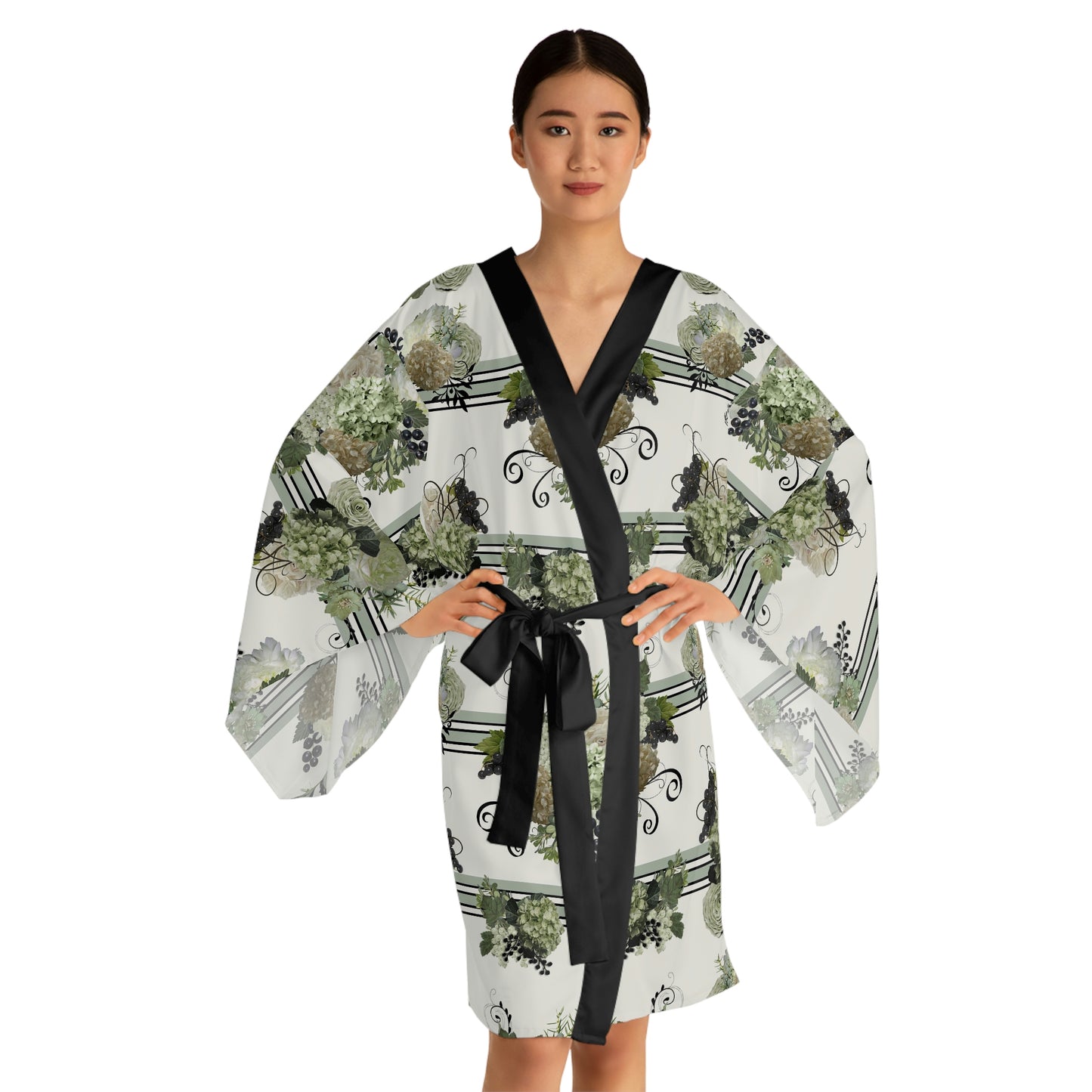 Sage Floral Kimono Robe