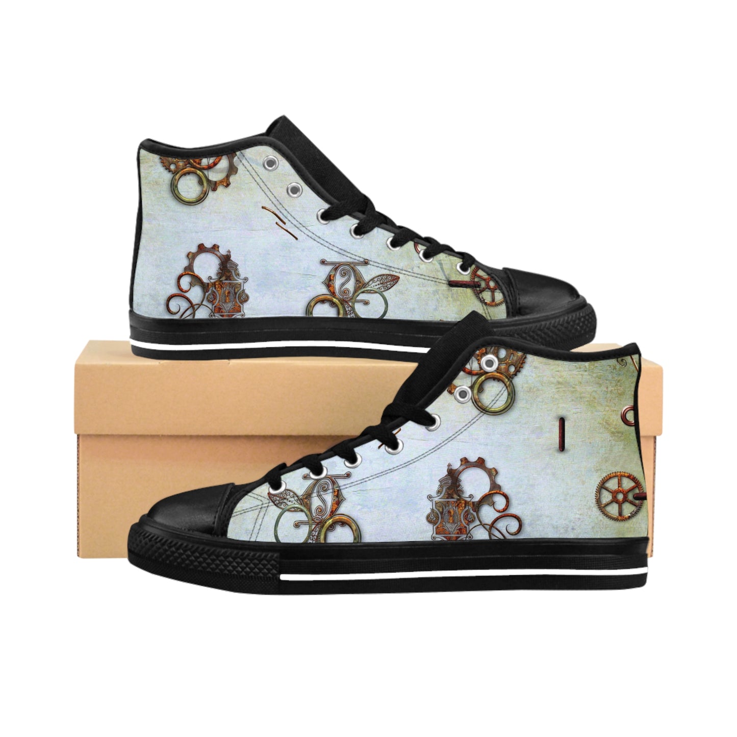 Men's Classic Sneakers in Copper Gadgets print