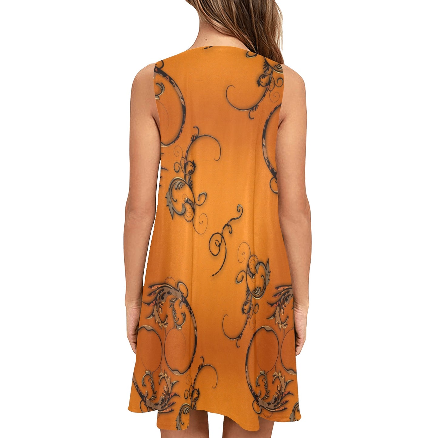 Copper Filigree on Orange Swing Dress