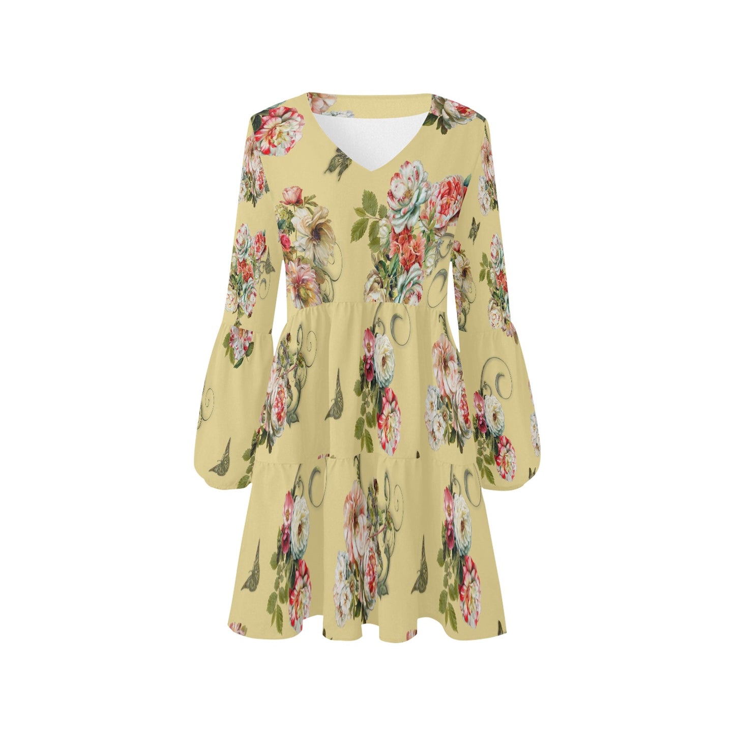 Roses on Sunshine Tiered Dress