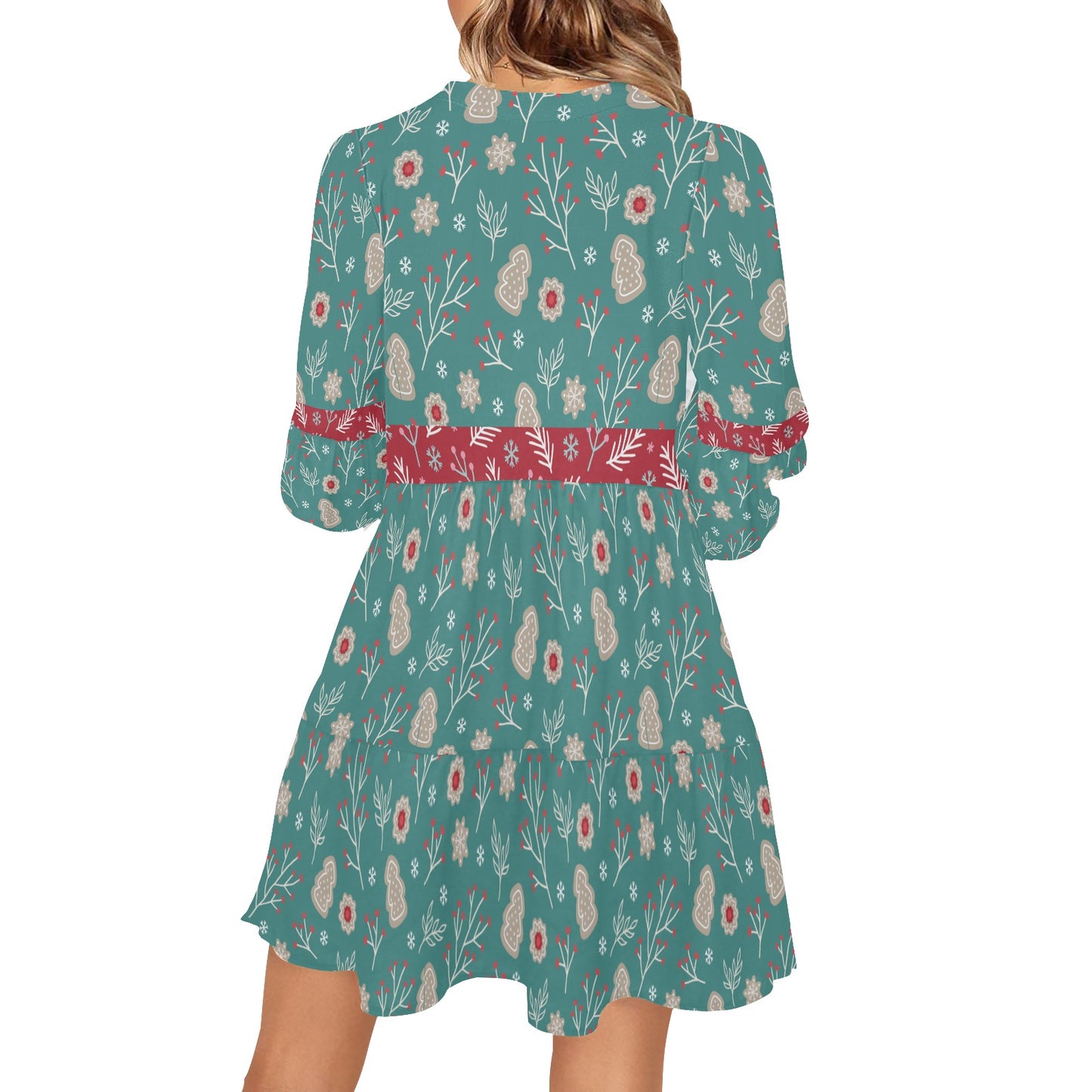 Teal Holiday Cookies Dress