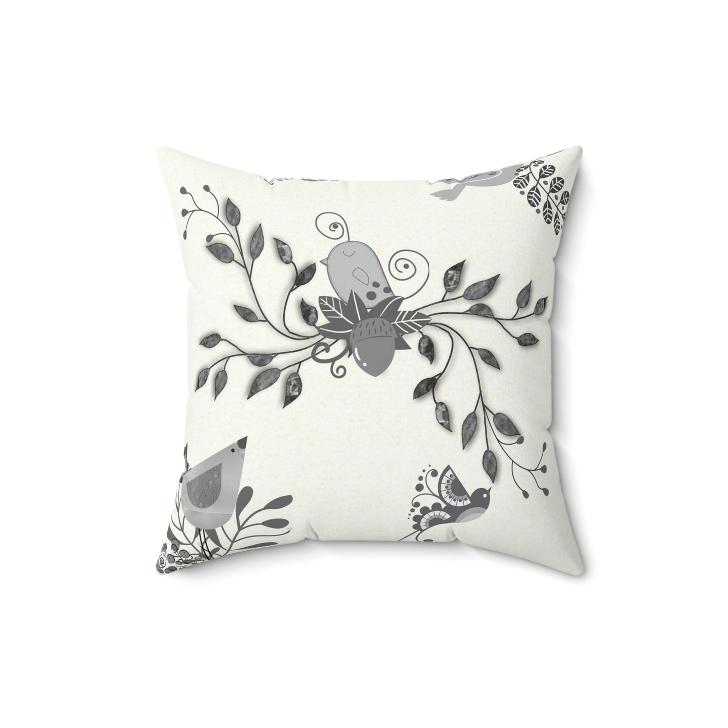 Scandi Birds Faux Suede Square Pillow