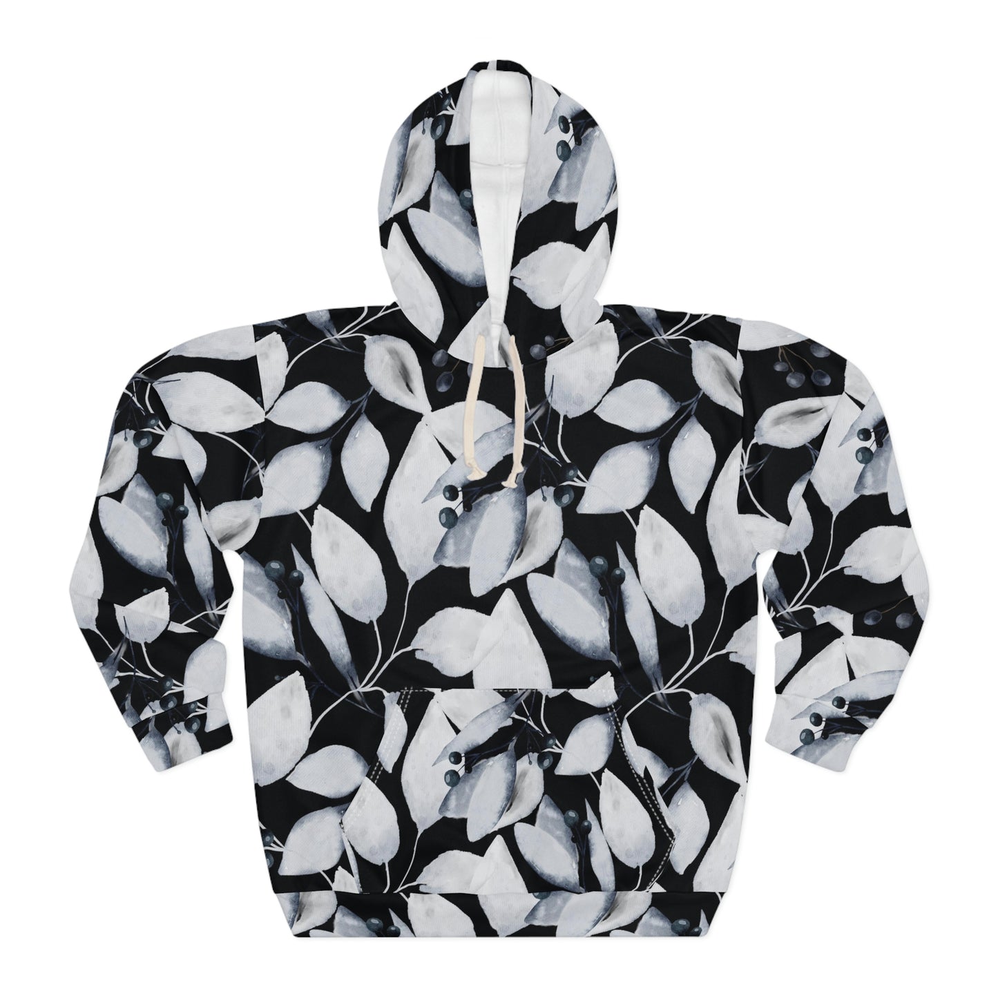 Leaves on Black Pullover Hoodie