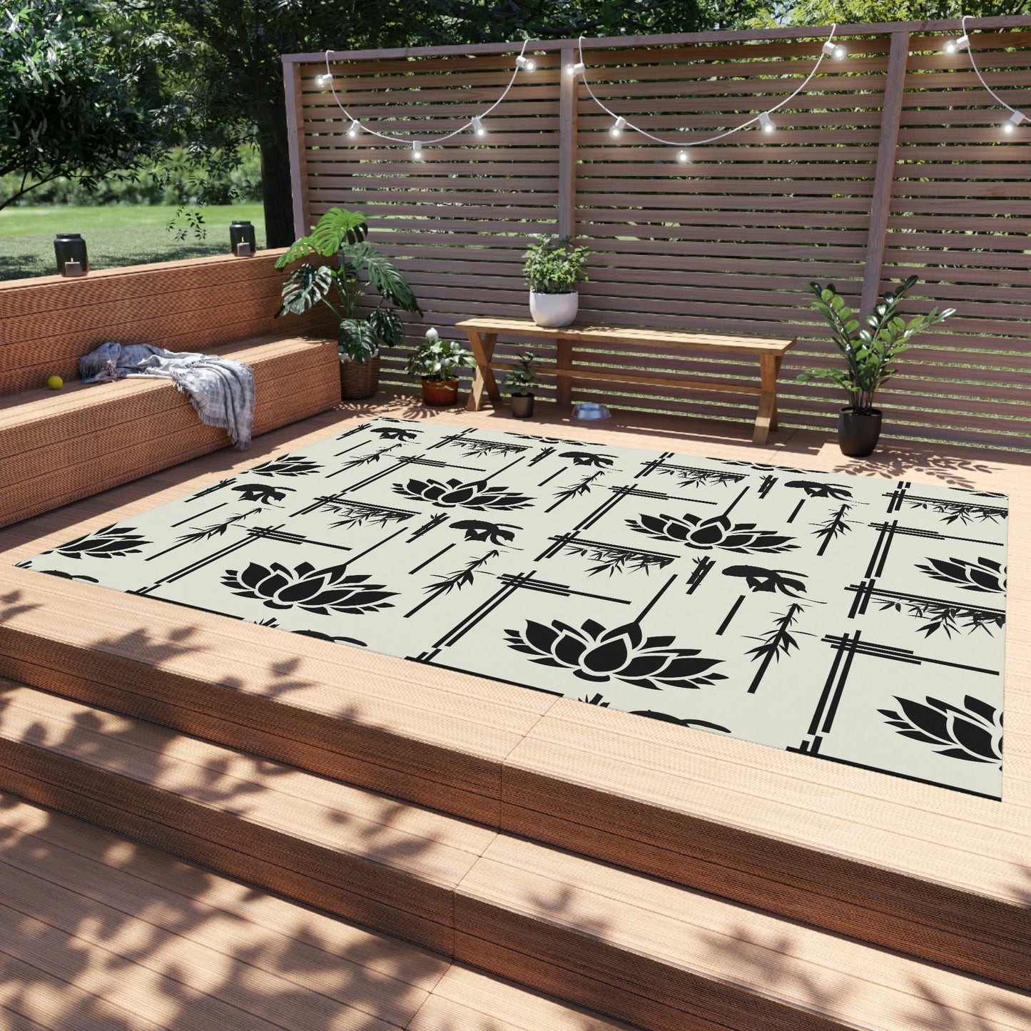 Lotus Print Outdoor Rug